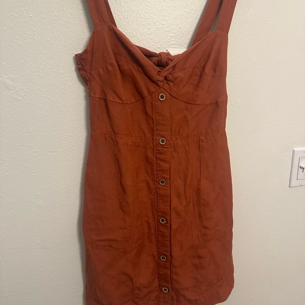 Maeve Rust Button-Front Mini Dress